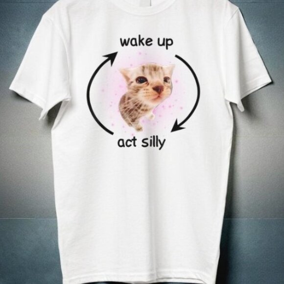 Wake Up Act Silly Shirt, Crying Banana Cat Meme Shirt - Picture 1 of 4